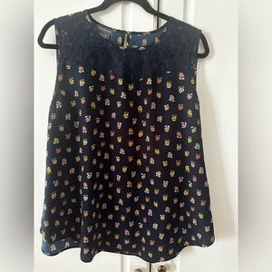 Van Heusen Floral and Lace Sleeveless Blouse, Xl/l